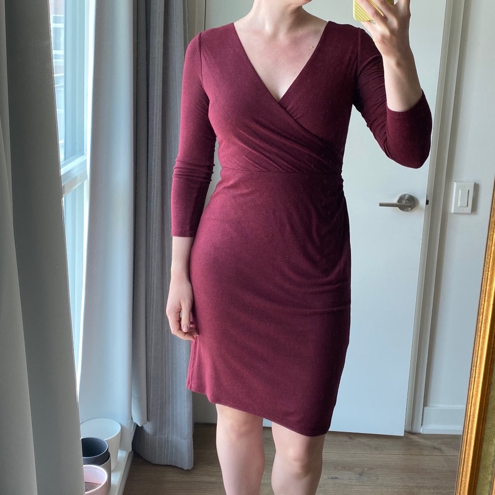 Red Faux Wrap Dress from LOFT